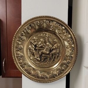 Vintage Brass Decorative Wall Plate - Classic Scene Home Art